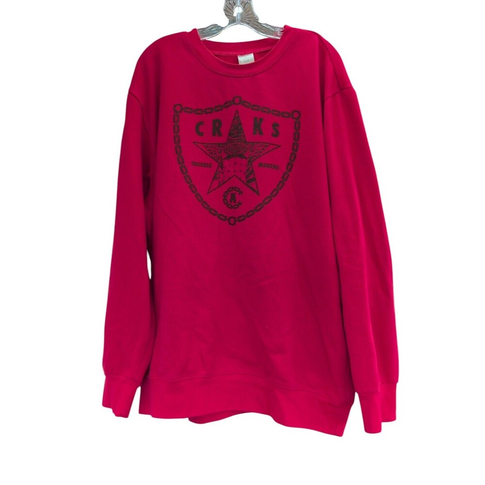 Crooks & Castles Trouble Makers Red Graphic Crewneck Sweatshirt Streetwear L